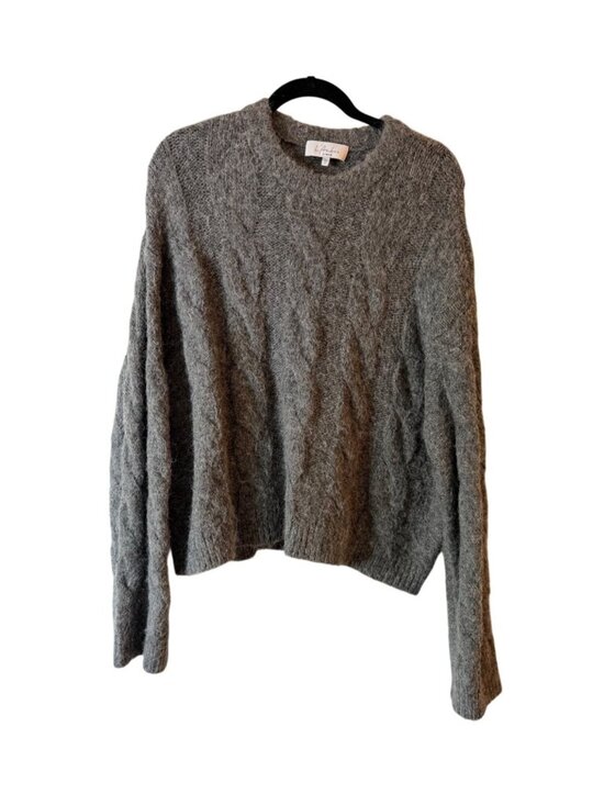 L'Academie Sweaters - L'Academie Adria Charcoal Gray Cable Knit Sweater Medium